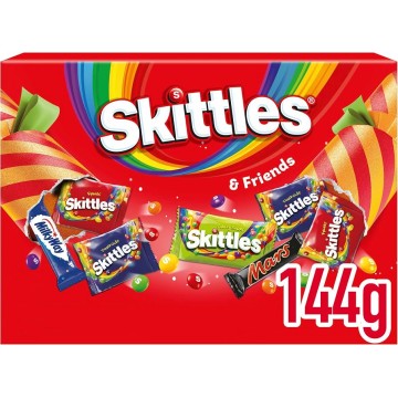 SKITTLES FRIENDS MEDIUM SELECTION BOX spalvingas saldumynų rinkinys 144 g